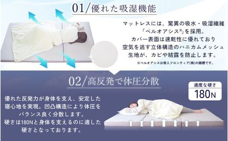 【期間限定！生活応援】 アキレス マットレス 点で支える 体圧分散 さらさら 吸湿マットレス シングル 8cm 三つ折り 寝具 高反発 三つ折りマットレス 折りたたみ シングルマットレス ベルオアシス 日用品 滋賀 滋賀県 豊郷町 ５月末まで