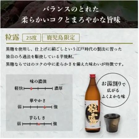 【本格焼酎】粒露 【鹿児島限定】900ml×1本 X0-14_酒・アルコール 芋焼酎 焼酎 _【配送不可地域：離島】【1573540】