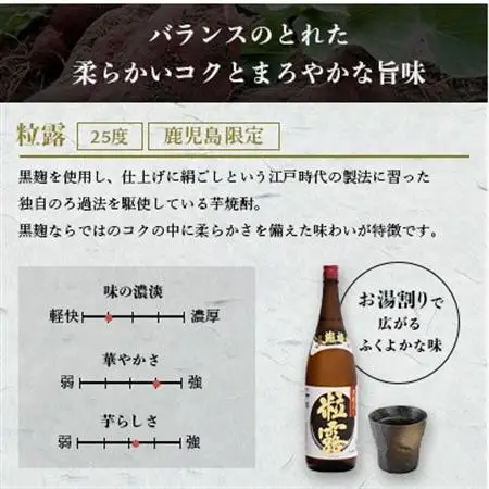 【本格焼酎】粒露 【鹿児島限定】900ml×2本 A2-15_酒・アルコール 芋焼酎 焼酎 _【配送不可地域：離島】【1573544】