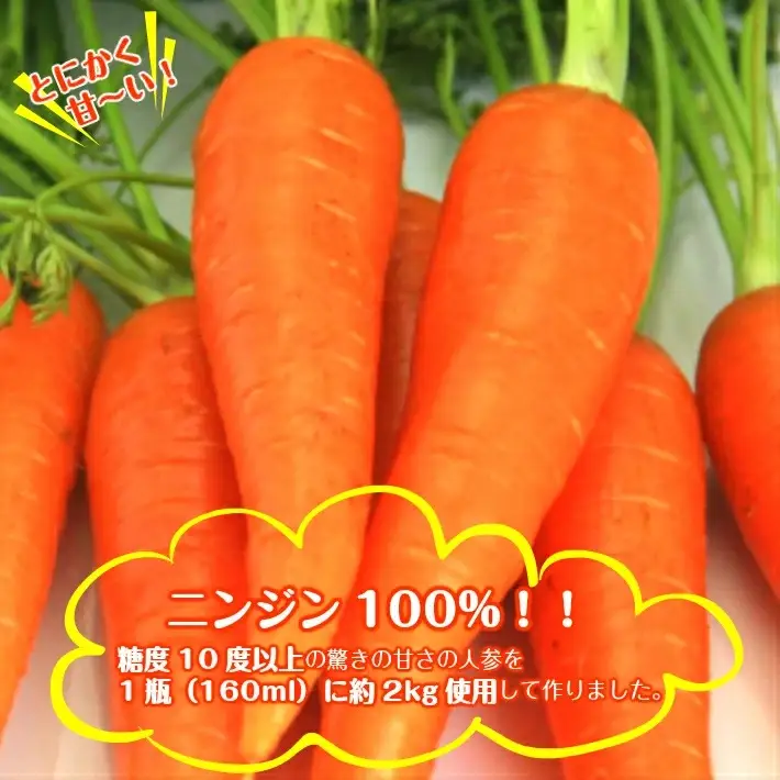 農家直送 鳥海山キャロット ストレート 160ml×6本 ニンジンジュース 野菜ジュース 化学肥料不使用 農薬不使用 瓶 常温保存 にんじん [1508]
