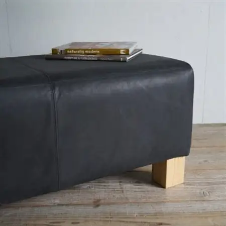 90 Bench(90ベンチ)オイルレザー 墨ブラック NAベース脚【SWOF】_雑貨・日用品 椅子・チェア・ソファ 家具・インテリア _【1573458】
