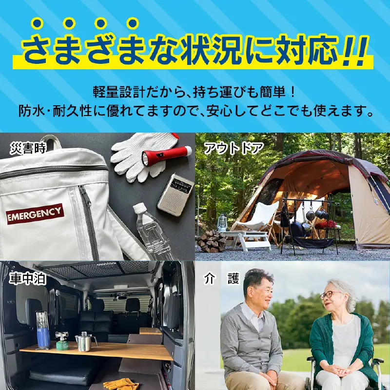緊急時にあると便利!! 非常用トイレ ハッ！トイレ君 30回分 日用品 雑貨 災害グッズ 防災グッズ 簡易トイレ 災害用トイレ 防災用品 介護用 多機能 レジャー アウトドア キャンプ 渋滞時 おすすめ 軽量 生活用品 男女兼用 宮崎県 日南市 送料無料_BA87-24