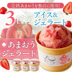 羽衣農園 完熟あまおうアイス・ジェラート6個セット_完熟あまおう アイス ジェラート 6個 セット 3種 カップ入り パウチタイプ あまおう ミルクアイス ヨーグルトアイス こだわり いちご 食べ比べ デザート スイーツ 洋菓子 冷菓 氷菓 冷凍 お取り寄せ グルメ 福岡県 久留米市 送料無料 〔Dw084〕