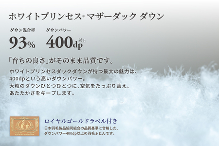 羽毛布団 セミダブル 本掛け ［ネスカ・ブルー］ 綿100％×ホワイトプリンセス　マザーダック ダウン93% ダウンパワー 400dp 【富士新幸 花巻工房】 【2057】