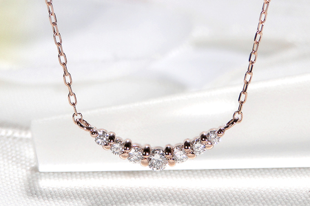 【0.12ct】K18PGグラデーション ダイヤモンド ネックレス CSN00201-18P 18金 SWAV018