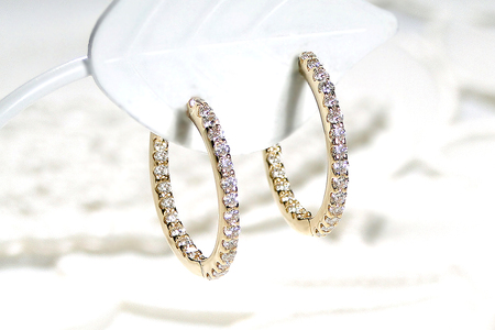 K18YG【0.5ct】ダイヤモンド中折れフープピアス【16mm】 CSP00025-18Y SWAV032｜山梨県 昭和町 ジュエリー アクセサリー ギフト プレゼント 贈り物 記念日 誕生日 カジュアル フォーマル オケージョン