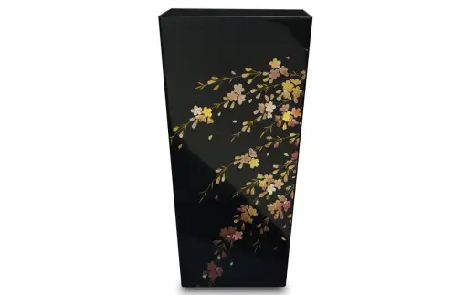 蒔絵調 ダストボックス L角 9.5L 桜ブラック タツクラフト 【Tk143】【ttcf922-maki-sbl-9d5】