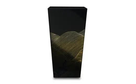 蒔絵調 ダストボックス L角 9.5L 波ブラック タツクラフト 【Tk149】【ttcf922-maki-nbl-9d5】