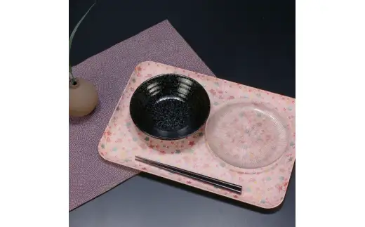 タツクラフト 友禅和紙トレー M 33cm 2枚セット 小花 吹雪 【Tk306】【ttcf922-yum-4】