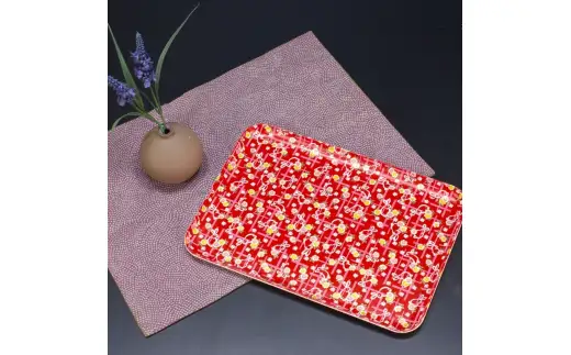 タツクラフト 友禅和紙トレー M 33cm 2枚セット 小花 舞うさぎ 【Tk308】【ttcf922-yum-6】