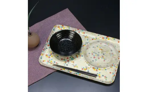 タツクラフト 友禅和紙トレー M 33cm 2枚セット 桜扇 金流水 【Tk312】【ttcf922-yum-10】