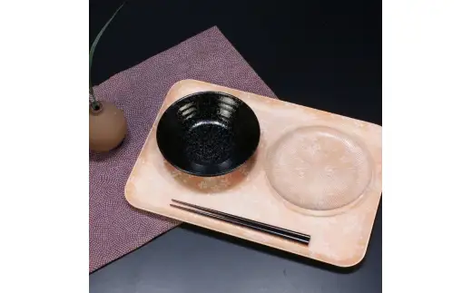 タツクラフト 友禅和紙トレー L 39cm 2枚セット 桜 流水紋 【Tk318】【ttcf922-yul-2】