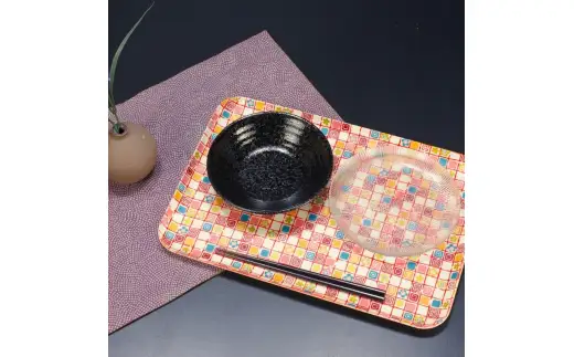 タツクラフト 友禅和紙トレー L 39cm 2枚セット 梅桜 格子 【Tk319】【ttcf922-yul-3】