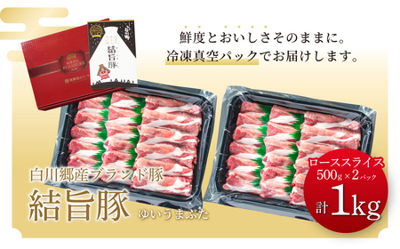 結旨豚 ローススライス 500g×2 計1kg 冷凍真空パック | 肉 お肉 豚肉 国産 すき焼き しゃぶしゃぶ 白川郷 岐阜県 白川村 ブランド豚 人気 おすすめ ギフト 11000円 飛騨高山ミート [MS006]