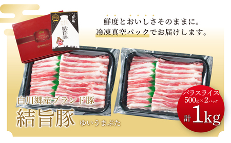 結旨豚 バラスライス 500g×2パック 計1kg 冷凍真空パック | 肉 お肉 豚肉 国産 鍋 お鍋 白川郷 岐阜県 白川村 ブランド豚 人気 おすすめ ギフト 11000円 飛騨高山ミート [MS008]