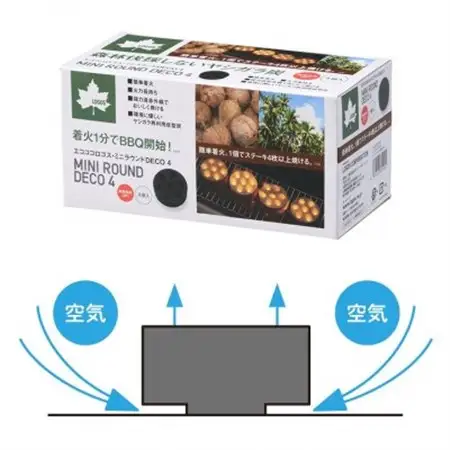 エコココロゴス・ミニラウンドDECO4　BBQなどアウトドアで使える炭　83100114×3個_雑貨・日用品 キャンプ用品 スポーツ・アウトドア用品 _【配送不可地域：沖縄県】【1576434】