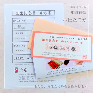 誕生記念筆　小さな赤ちゃん筆　胎毛筆 お仕立券 あかちゃんふで あかちゃん筆 うぶ毛 お祝い