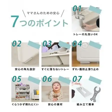 ぽんちゃん おもちゃ収納ラック【幅86cm】4段 天板付き 子供用 家具収納_雑貨・日用品  家具・インテリア _【1565642】