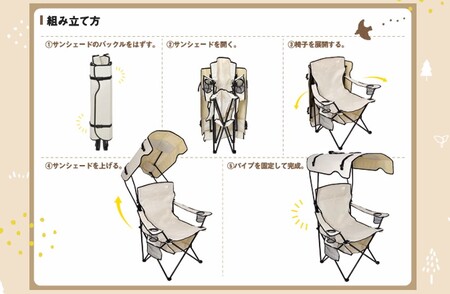 シェード付チェア 焼けなイス 【サンド】(NCHA-01-SN)｜アウトドア NICHIDO 日動工業 折りたたみ式 屋根 スポーツ観戦 BBQ キャンプ [0889]