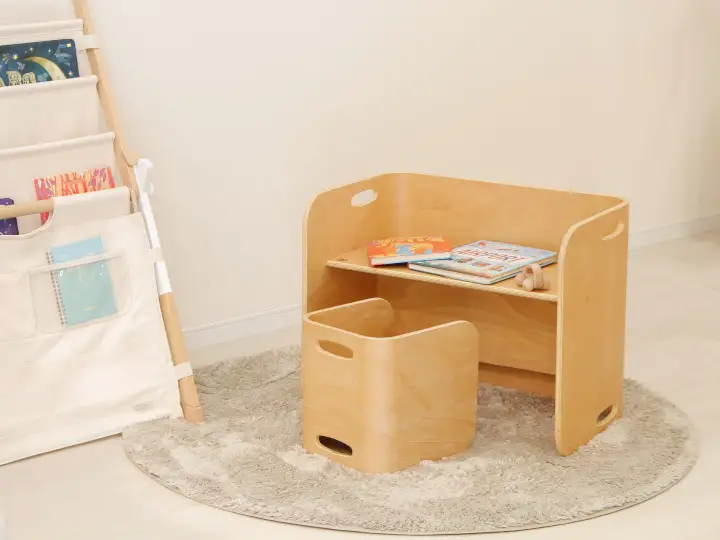 HOPPL（ホップル） コロコロチェア＆デスク 2点セット ナチュラル (デスク1台、チェア1脚)