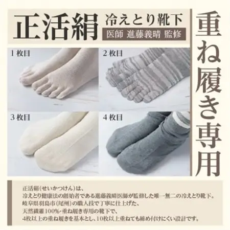 正活絹 冷えとり靴下 基本シルク・コットン4組セットC(Lサイズ)_装飾品・工芸品  靴・履物 _【1581465】
