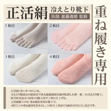 正活絹 冷えとり靴下 基本シルク・コットン4組セットD(Mサイズ)_装飾品・工芸品  靴・履物 _【1581468】