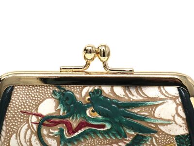 【文庫屋大関】印鑑ケース 龍＜緑＞【皮革工芸品】牛革 小物入れ 小銭入れ お祝い ギフト プレゼント 東京