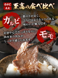 熊本和王 焼肉 食べ比べセット カルビ ・ モモ 約150g × 2パック 合計約300g ケーズフードマーケティング《90日以内に出荷予定(土日祝除く)》熊本県 菊池市 食べ比べ 2種類 セット お肉 牛肉 和牛 くまもと黒毛和牛 熊本県産 九州産 国産