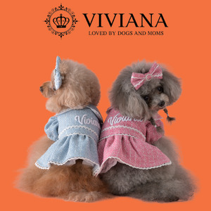 犬 服 ドッグウェア「VIVIANA」パフスリーブワンピース（LightBlue）|犬用 服 ペット犬 ドッグ ペット用品 愛犬 ファッション 秦野 神奈川