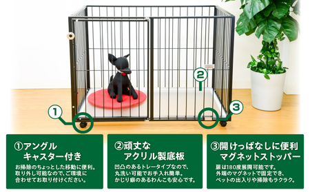 「 小型犬用 」 ペットケージ 6Mワイドメッシュ-ハーフドア（ 黒 ） K319-002_02