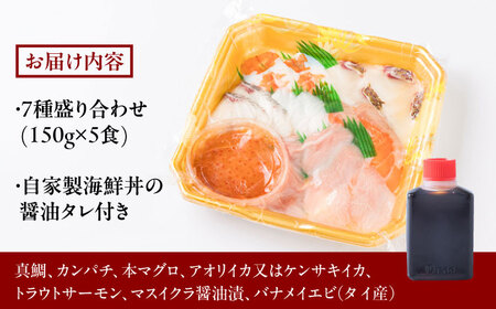 【お中元対象】海鮮丼 7種盛り合わせ 5食セット 糸島市 / 塚本鮮魚店 海鮮丼 刺身 [ARO002]