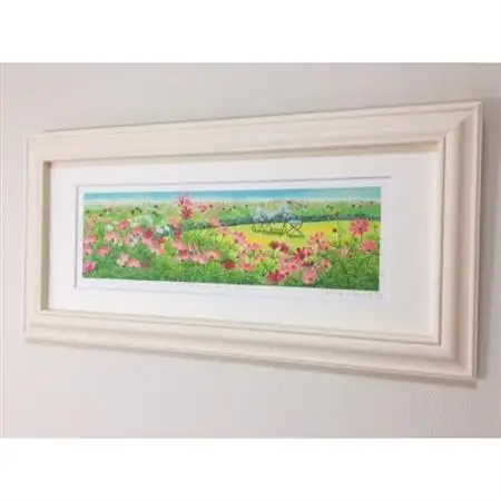 栗乃木ハルミ版画額装品「コスモスにかこまれて2」【1229916】