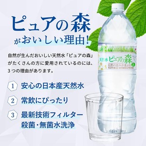 【定期便】2L 12本 × 3ヵ月 硬度27mg/L 超軟水! ミネラルウォーター 2L  ピュアの森 (6本×2ケースを3ヶ月）ペットボトル・飲料水・水