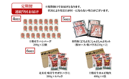 十勝幕別の定期便 肉堪能(牛肉・豚肉・ラム肉) 年9回お届け