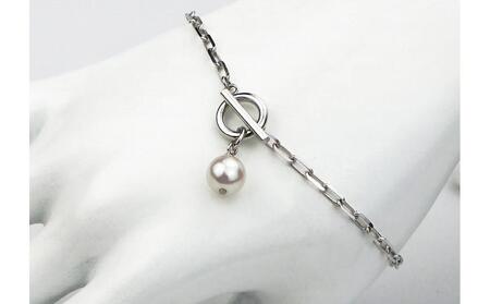 アコヤパール１粒　ジェンダーレスブレスレット8-9mm シルバーメッキ　