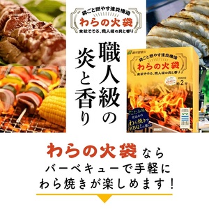 【食欲そそる、職人級の炎と香り】袋ごと燃やす速炎構造 「わらの火袋」 100g×2袋 《世界農業遺産 大崎耕土 純国産稲わら100%使用》 ｜ BBQ バーベキュー キャンプ 藁焼き わら焼き 肉 魚 野菜【hosokawaseijo001】