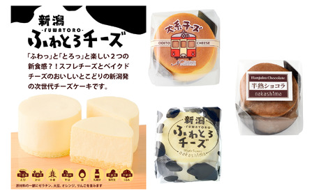 『新潟３種のスフレセット』 9個入り 1箱 人気の大糸チーズ、半熟ショコラ、新潟ふわとろチーズ 優しい味わい ギフトにもおすすめ 新潟県 糸魚川市 ナカシマ のし対応可 チーズケーキ スイーツ 洋菓子 お歳暮 お中元 贈答