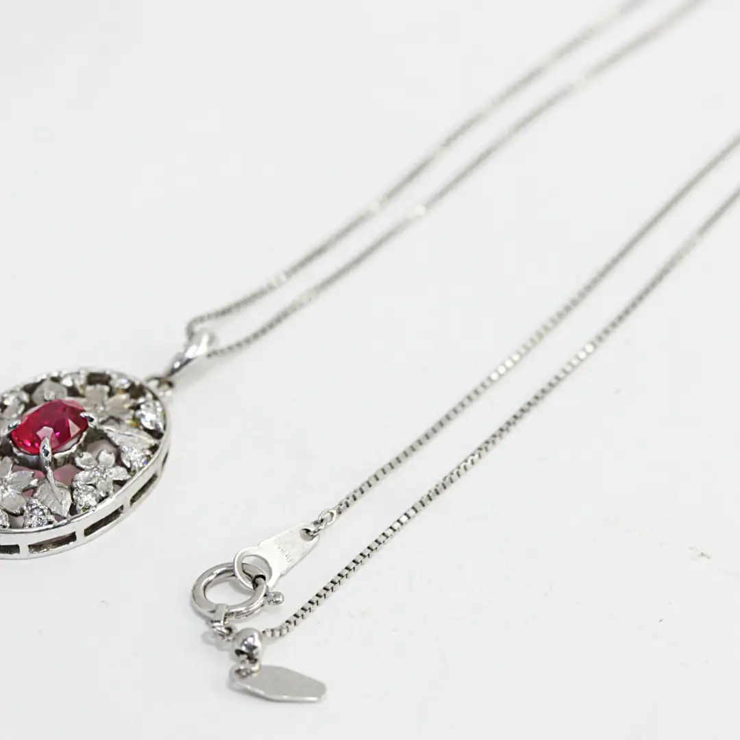 桜の透かし彫りのスピネルペンダント ダイヤモンド ネックレス ジュエリー アクセサリー レディース ペンダント ピンクスピネル ギフト プレゼント 贈り物 [AH095sa]