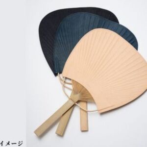 【藍染】ジャパンブルーのleather fan（革のうちわ）