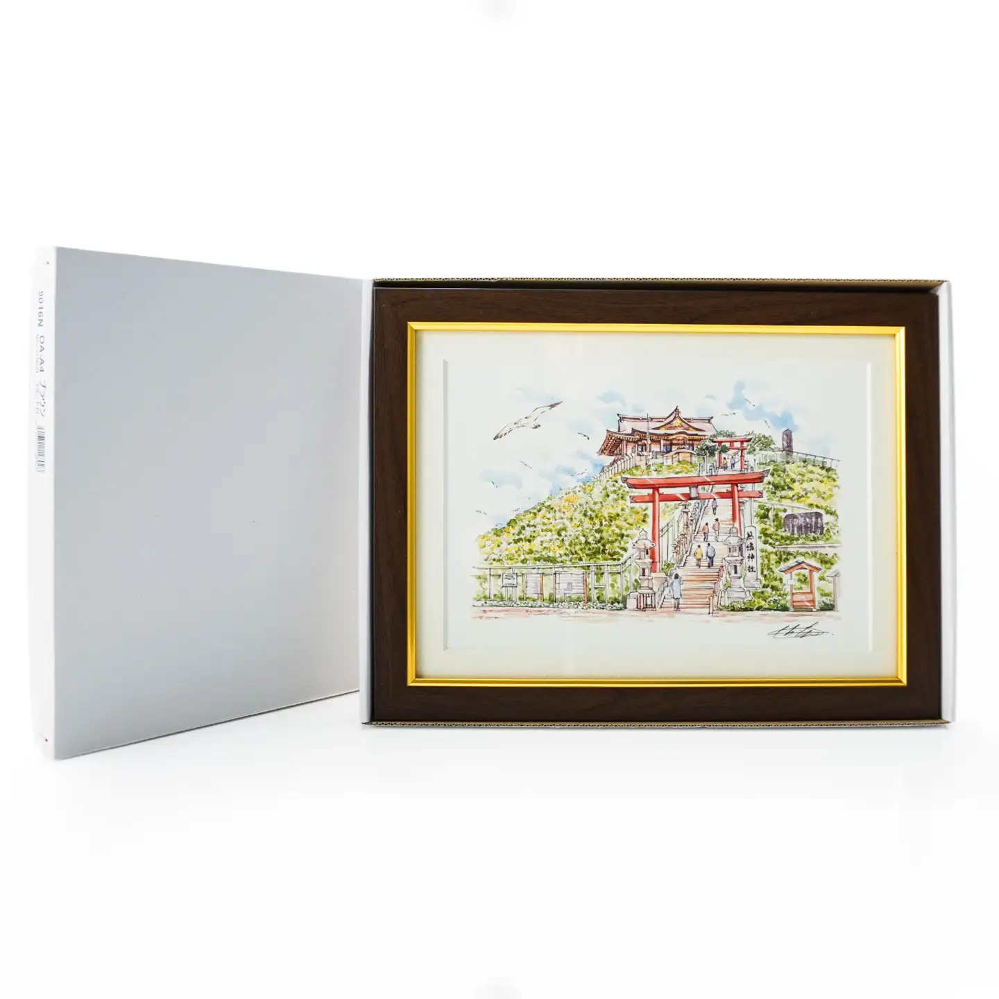【蕪嶋神社】八戸の風景 複製画 26.5×36.0×3.0 800g 風景画 額付き マット 青森県 八戸市　