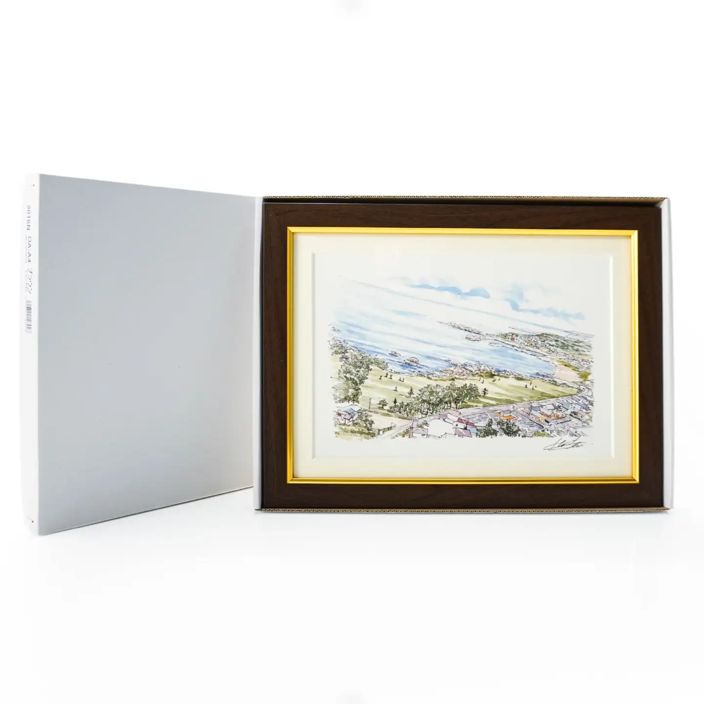 【種差海岸】八戸の風景 複製画 26.5×36.0×3.0 800g 風景画 額付き マット 青森県 八戸市　