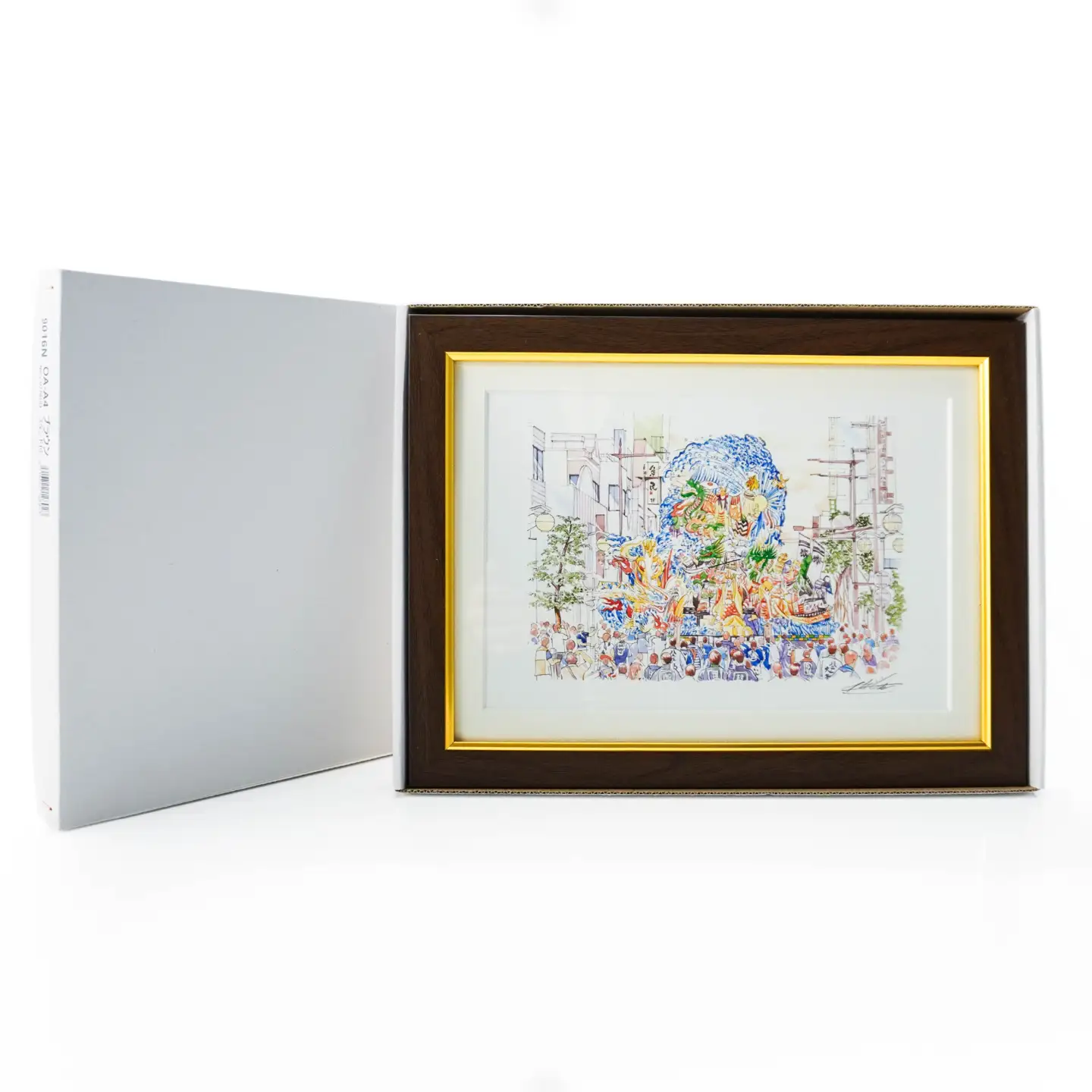 【八戸三社大祭】八戸の風景 複製画 26.5×36.0×3.0 800g 風景画 額付き マット 青森県 八戸市　