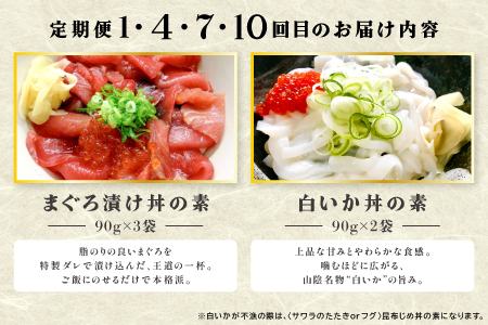 【12回定期便】海鮮漬け丼・昆布締め丼の素【真鯛 サーモンまぐろ 白いか 甘エビ ブリ 丼 素 海鮮丼 12回 1年 コース 定期便 頒布会 ごはんのお供 簡単 時短 ご自宅用 お土産】