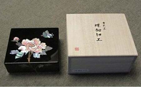 【高岡漆器】小箱　錆絵花鳥　牡丹　螺鈿 収納 ケース 整理 インテリア 伝統工芸品 富山県 高岡 FAD-1413