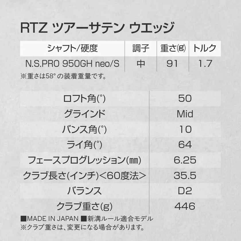 RTZ ツアーサテン ウエッジ【950GH/neo/50度/Mid/S】《2025年モデル》〔DI-C709-50M〕_(都城市) ゴルフクラブ　ダンロップ　クリーブランド　RTZ　ウエッジ　ツアーサテン　2025年モデル