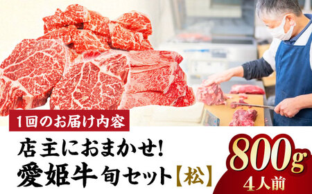 【全12回 定期便 】「愛姫牛」店主におまかせ旬セット【松】800g（4人前） 牛肉 お肉 ステーキ 国産 肉 焼肉 グルメ 送料無料 お取り寄せ [AGCC063] 