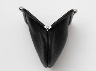 徳島で染め上げた革製品【泥染】がま口財布 L（小銭・小物入れ）