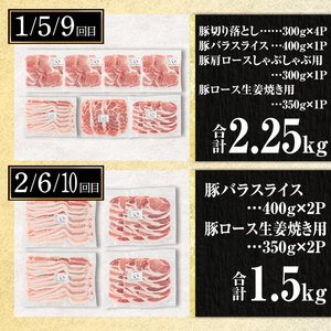 isa654 【定期便12回】豚肉生活応援定期便A(合計16.05kg) 国産 切り落とし バラスライス 肩ロース ロース しゃぶしゃぶ 生姜焼き とんかつ 真空包装 真空パック 小分け ぶたにく 豚 肉 詰合せ 冷凍 【サンキョーミート株式会社】