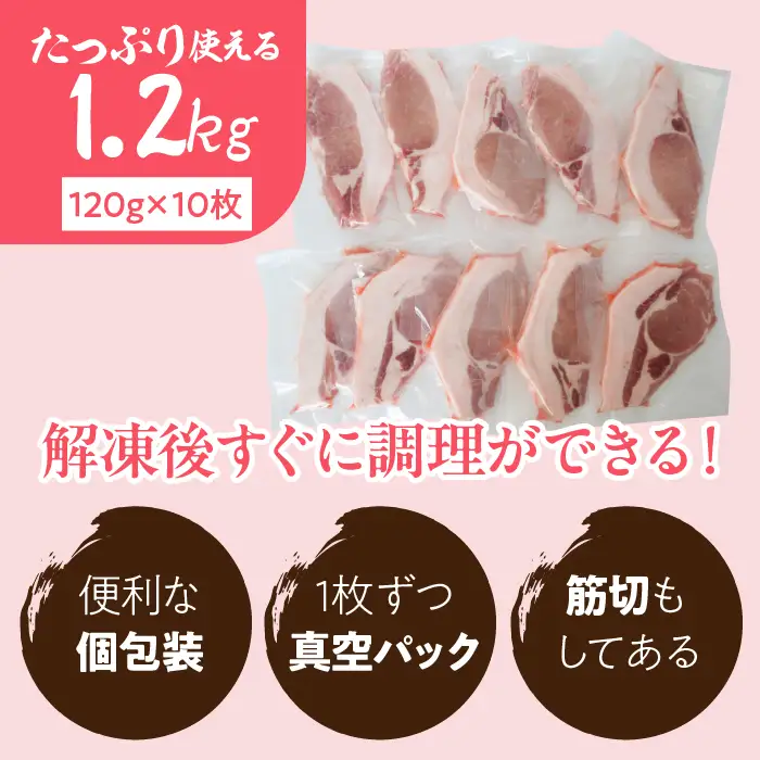 【大西ポーク】とんかつ・ポークステーキ用 ロース肉 1.2kg！ YAY004