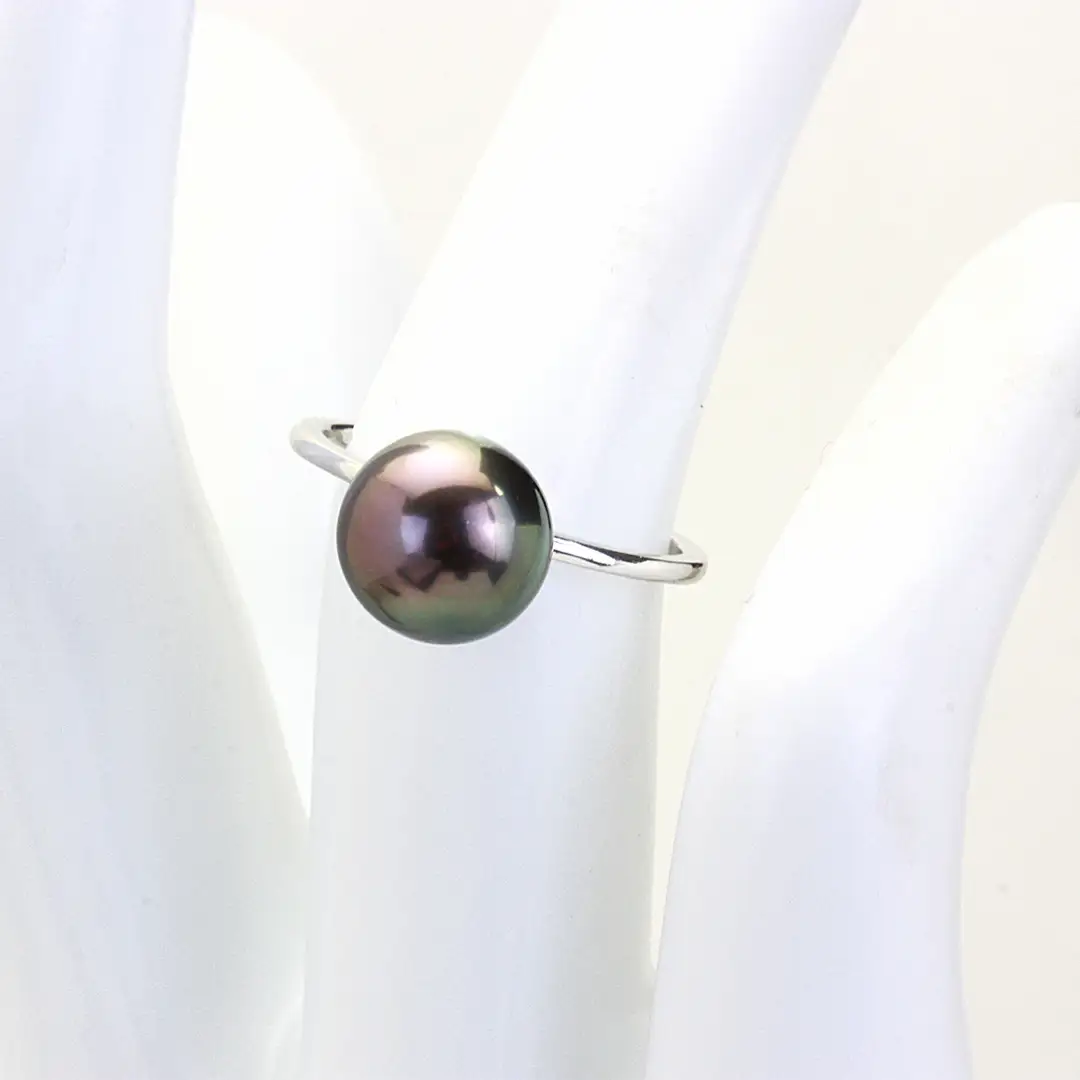 黒蝶真珠 9.0mm k18wg製 リング ( ダイヤモンド 無し ) フォーマル 冠婚葬祭 真珠 ペンダント ネックレス ジュエリー ギフト 記念 贈り物 贈答 プレゼント [AH139sa]